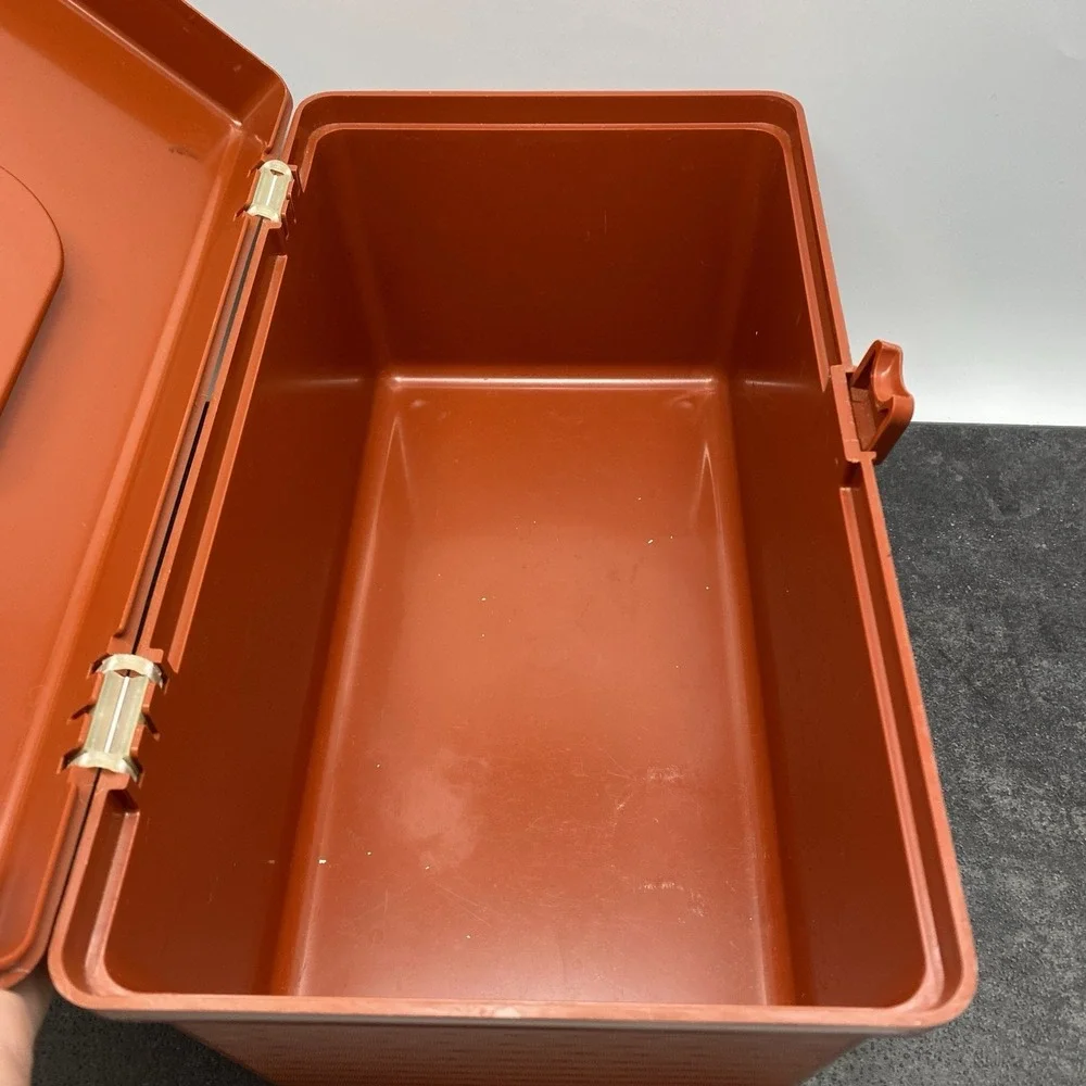 Vintage Wilson Wil-Hold 70's Era Orange Plastic Sewing Box Storage Container USA